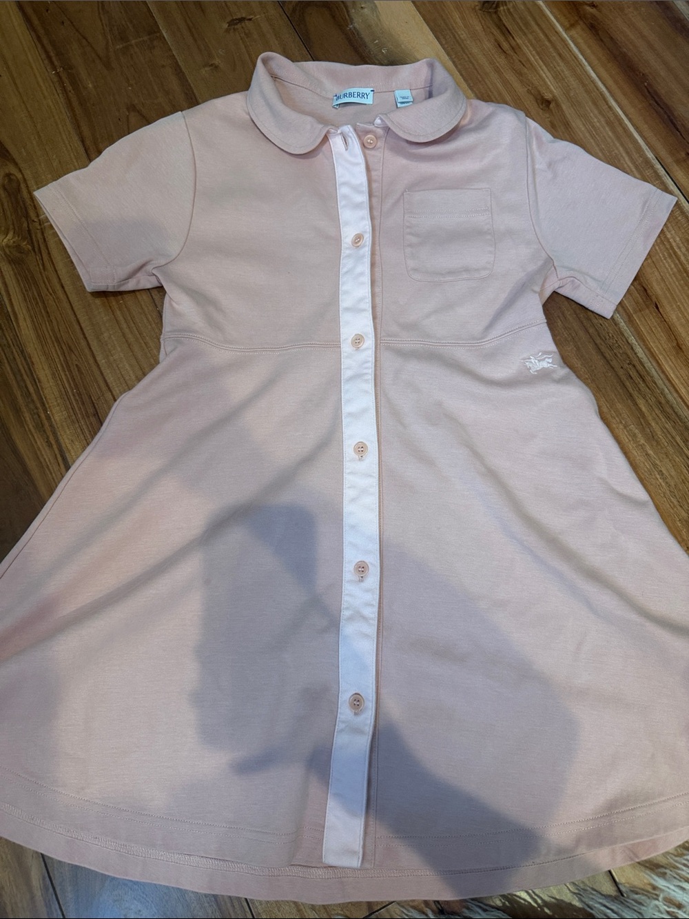 Burberry Girls' Light Pink Button-Front Polo Dress